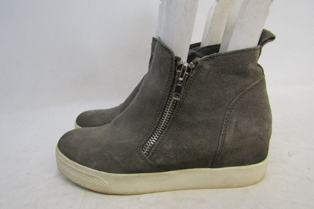 Steve Madden Womens Size 9 M Gray Suede Hidden Wedge Heel Boots Sneakers Shoes